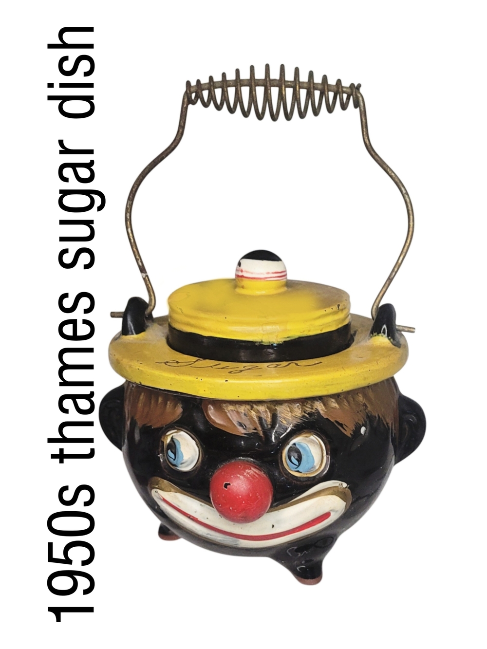 1950s Thames Redware Pottery Clown Sugar Dish